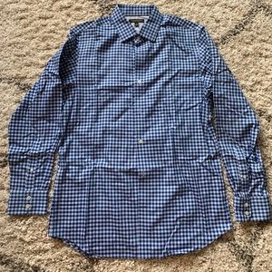 Blue Check Button Down Dress Shirt